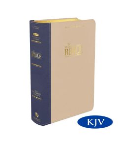 Platinum Remnant Study Bible KJV - LARGE Print (Genuine Top-grain Leather Blue and Taupe) 