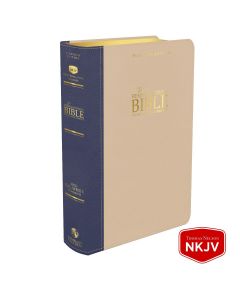 Platinum Remnant Study Bible NKJV - LARGE Print (Genuine Top-grain Leather Blue and Taupe)